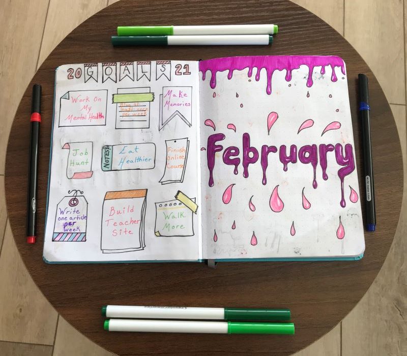 February 2021 bullet journal set up