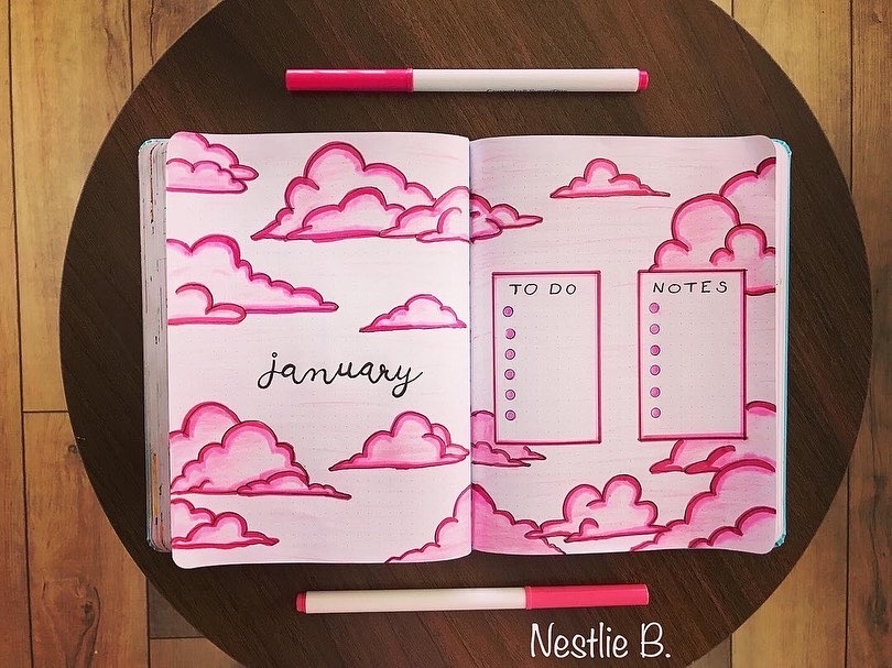 January cloud bullet journal theme