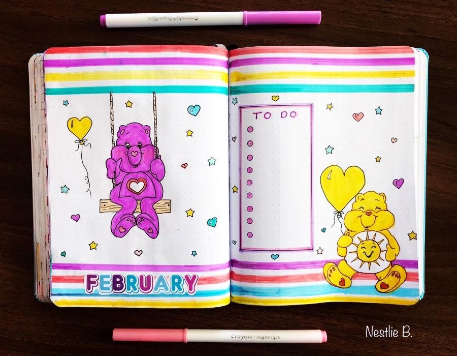February Care Bear Bullet Journal Design