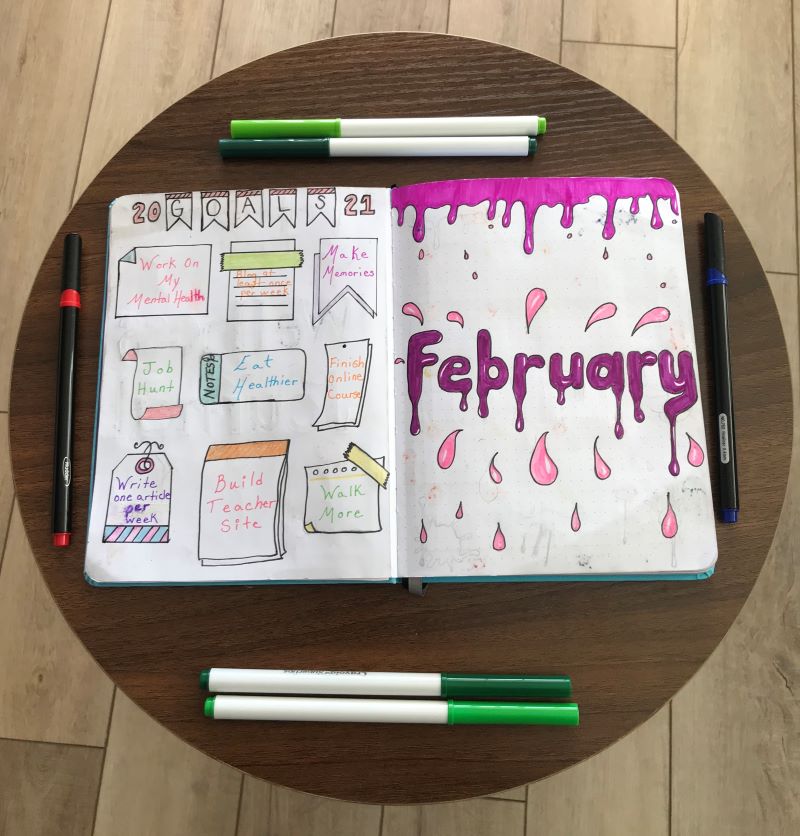 February 2021 bullet journal set up