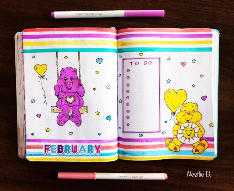 February Care Bear Bullet Journal Design