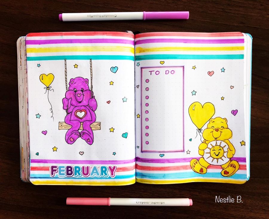 February Care Bear Bullet Journal Design